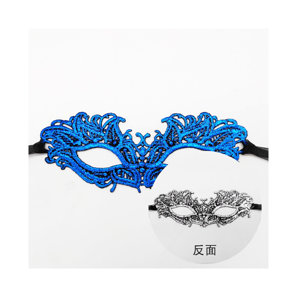 (Double-sided burner - blue + silver) Thickened double-sided hot stamping lace sexy eye mask sexy masquerade mask-image-OPC-PJ5QYMS-NEW