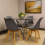 Round Glass Dining Table and 4 grey   Colour leather  Chairs 1