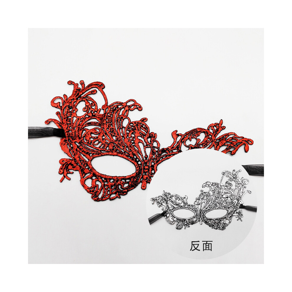 (Double-sided Phoenix - Red + Silver) Thickened double-sided hot stamping lace sexy eye mask sexy masquerade mask-image-OPC-PJ5QYM9-NEW