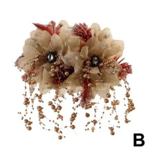(Red) 2024 Winter Beads & Feathers Hair Clips in French Light Luxury Style