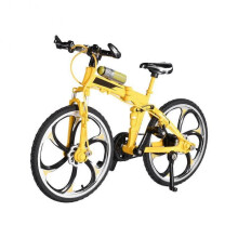 (Fold yellow) 1:8 Mini Model Alloy Bicycle Diecast Metal Finger Adult Red Mini Bike Simul