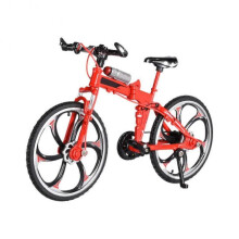(Fold red) 1:8 Mini Model Alloy Bicycle Diecast Metal Finger Adult Red Mini Bike Simul