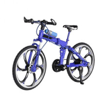 (Fold blue) 1:8 Mini Model Alloy Bicycle Diecast Metal Finger Adult Red Mini Bike Simul