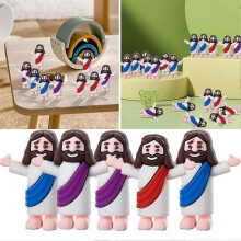 (Blue 40pcs) 1/40 x Little -Jesus Figures Original Design Jesus- Love You Mini Rubber Toy