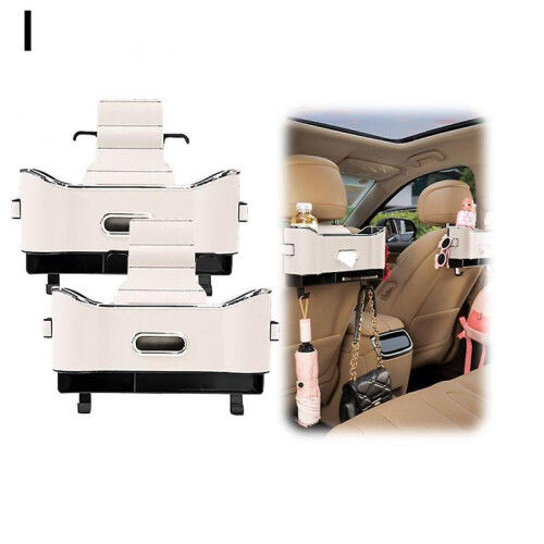 (white 1pair) Car Seat Back Multifunctional Car Back Seat Organizer Backseat Storage Box