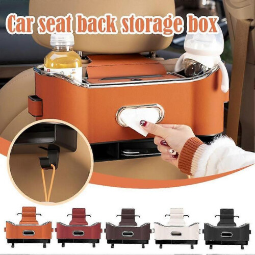 (Orange 1pcs) Car Seat Back Multifunctional Car Back Seat Organizer Backseat Storage Box 2