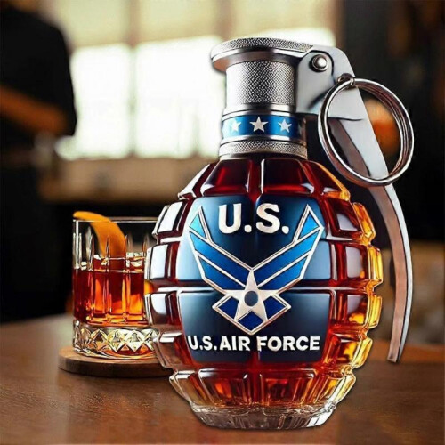 (Navy) High borosilicate grenade shaped whiskey bottle 1
