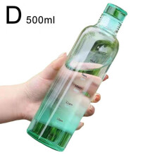 (500ml Green) Clear Plastic Water Bottle, 500ml/700ml Capacity