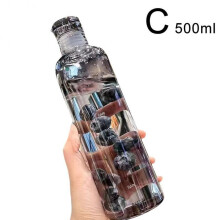 (500ml Grey) Clear Plastic Water Bottle, 500ml/700ml Capacity
