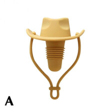 (Yellow) Silicone Wine Stopper Western Cowboy Hat Stopper LeakProof Wine Bottle Topper