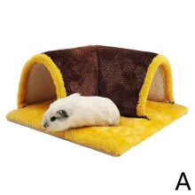 (Yellow) Hamster Channel Guinea Pig Plush Tunnel Ultra-Soft Pet Channel Winter Warm