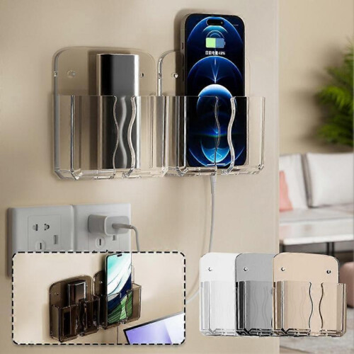 (Transparently) Wall-Mounted Remote Control Storage Rack Mobile Phone Hook Storage Box 1