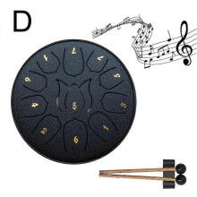 (D)6 Inch 11 Tone Steel Tongue Drum Hand Pan Drum Drumstick Percussion Instrument