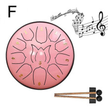 (F) 6 Inch 11 Tone Steel Tongue Drum Hand Pan Drum Drumstick Percussion Instrument