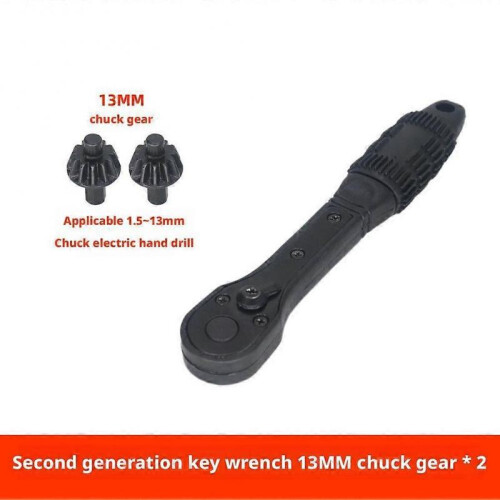 (13MM and 2gear) 2in1 Drill Chuck Ratchet Wrench Double Head Chuck Key Replacement Tool