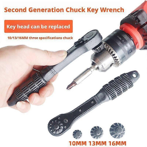 (10 13mm) 2in1 Drill Chuck Ratchet Wrench Double Head Chuck Key Replacement Tool 1