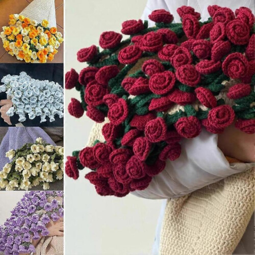 (Material pack 80CM, Roses) Bouquet Blanket Crochet, Floral Throw Blanket, Throw Blanke Floral 2