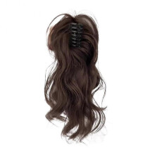 (Dark brown) Natural Curly Half Ponytail Wig Female Hair Wig With Claw Clip