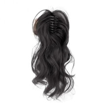 (Natural black) Natural Curly Half Ponytail Wig Female Hair Wig With Claw Clip