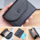 (Black) Wallet Leather Coin Purse Card Holder Mini Minimalist Wallet 4