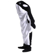 (Black 190) One-piece Whale Sleeping Bag Soft Whale Blanket Homewear Dolphin Sleepwear