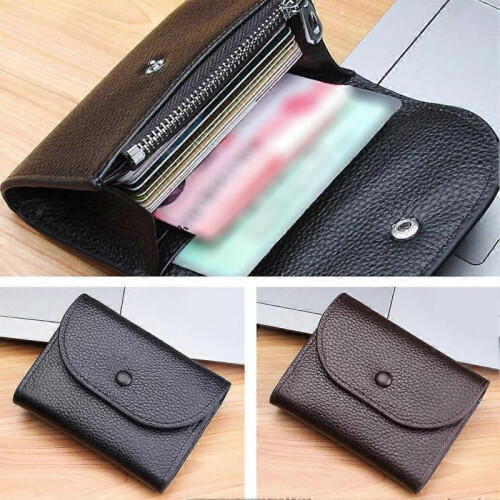 (Black) Wallet Leather Coin Purse Card Holder Mini Minimalist Wallet 1
