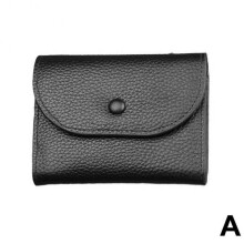 (Black) Wallet Leather Coin Purse Card Holder Mini Minimalist Wallet