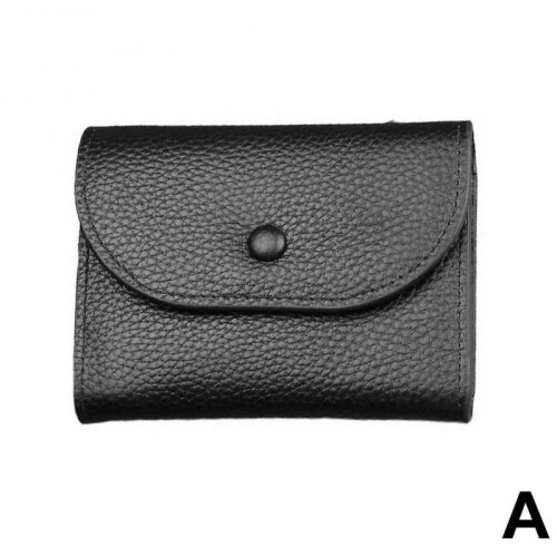 (Black) Wallet Leather Coin Purse Card Holder Mini Minimalist Wallet