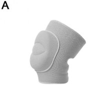 (Gray L) Sports Compression Knee Pad Elastic Knee Protector Thickened Sponge Knee