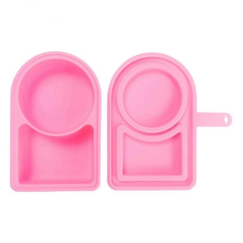 (Pink) Silicone Condiment Box For Sauce Container With Lid Portable Small Lunch Box