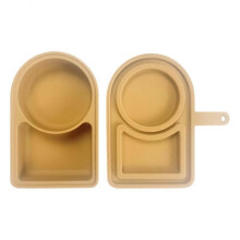 (Khaki) Silicone Condiment Box For Sauce Container With Lid Portable Small Lunch Box