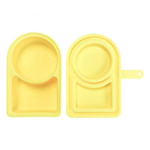 (Yellow) Silicone Condiment Box For Sauce Container With Lid Portable Small Lunch Box