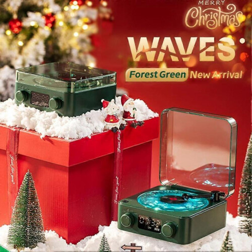 The Waves Bluetooth Vinyl Player, Vintage Record Player Bluetooth Speaker 1