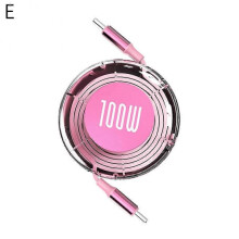 (Pink) 100W Type C to Type C Charging Cable Retractable USB Cable Data Cable
