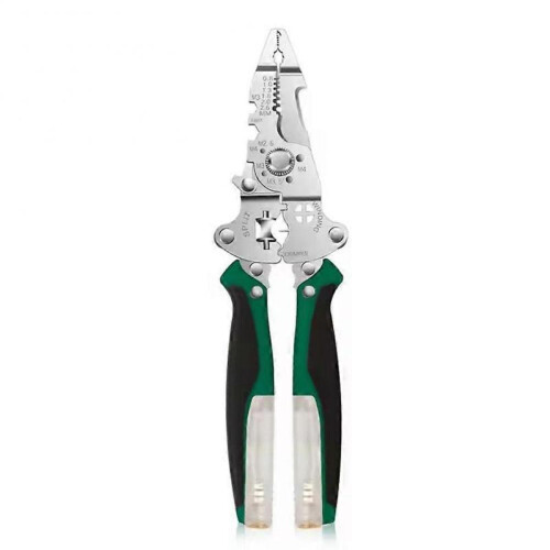 (Dark Green) 13 in 1 Wire Stripping Pliers for Cutting and Pulling Wires