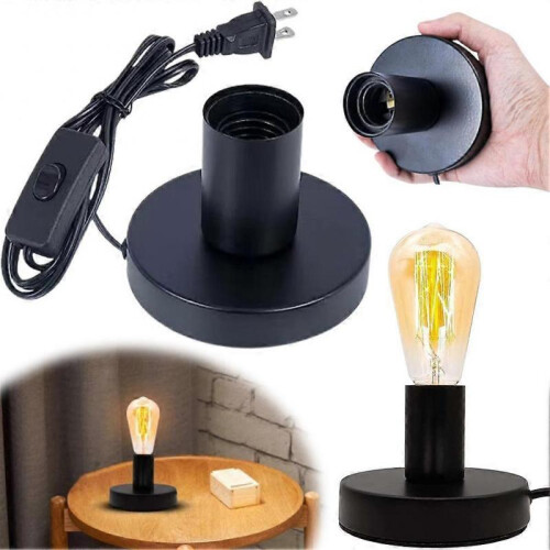 Black Metal  Table Lamp  Lampshade Geometric Base Living Room Light 2