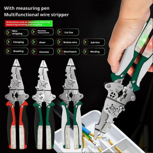 (Black Red) 13 in 1 Wire Stripping Pliers for Cutting and Pulling Wires 2