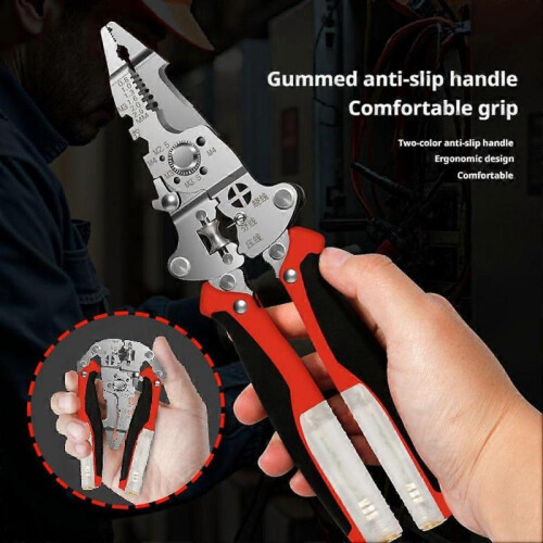 (Black Red) 13 in 1 Wire Stripping Pliers for Cutting and Pulling Wires 1