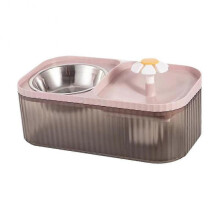 (Pink) Cat And Dog Water Dispenser Food Bowl Two-In-One Automatic Circulation Smart
