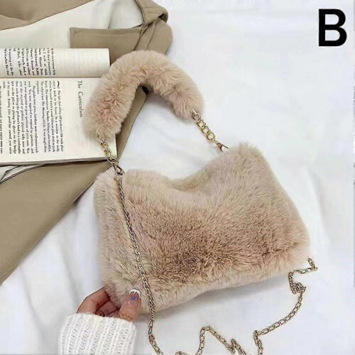 (Brown) Crossbody Plush Fluffy Lux Bag