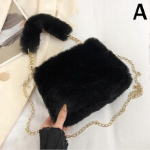 (Black) Crossbody Plush Fluffy Lux Bag