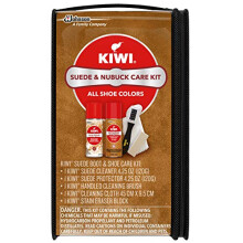 KIWI schoenpoetsset voor su?e en nubuck | Voor schoenen, laarzen en meer | Inclusief reinigerbeschermer, borsteldoek, gumblok