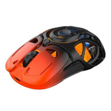 (Orange) Light Weight Game Mouse Tri-mode 2.4G Bluetooth Wired Hollow Out RGB Effect