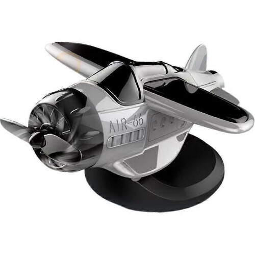 (Gray) Airplane Decorate Solar Powered Aircraft Model Car Dashboard Rotatefor Indoor