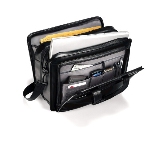 Mallette extensible en cuir Samsonite, noir, taille unique 1