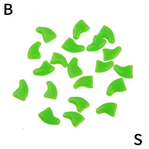 (S green)20 Pieces Cat Nail Caps/Tips Pet Cat Soft Claws Covers Control Paws XS-L