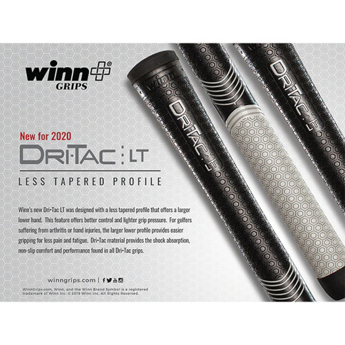 Winn Dri-Tac LT (Less Taper) Golf Grip Black/ Grey 2