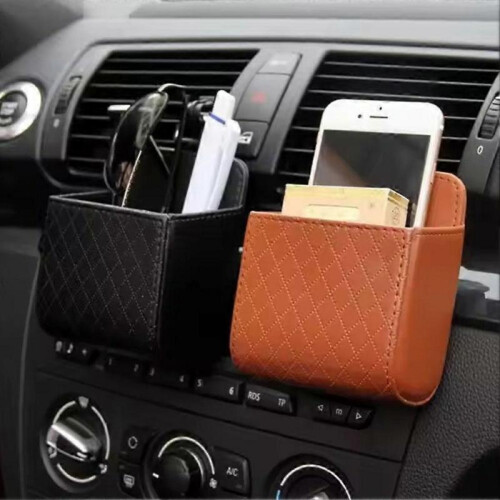 (Black) Car Storage Box Glasses Phone Holder Storage Organizer Car Accessories 2