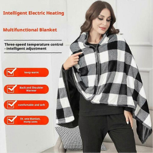 (A) USB Electric Heated Throw Blanket Warm Poncho Wrap Blanket Portable Shawl 2