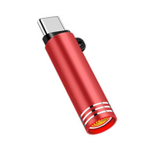 (Red) Usb-C Mini Lighter Tungsten Wire No Flame Blow Ignition Travel Safe Tool